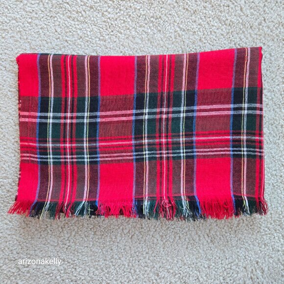 Drake's (?) Merino Wool Tartan Red Plaid Scarf - Picture 10 of 13